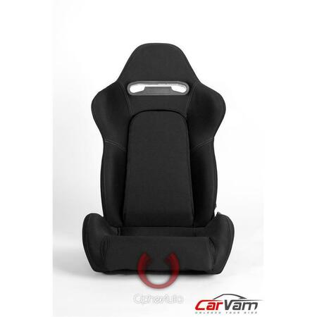 CIPHER Black Cloth with Outer Gray Stitching Universal Racing Seats CPA1019FBK-G
